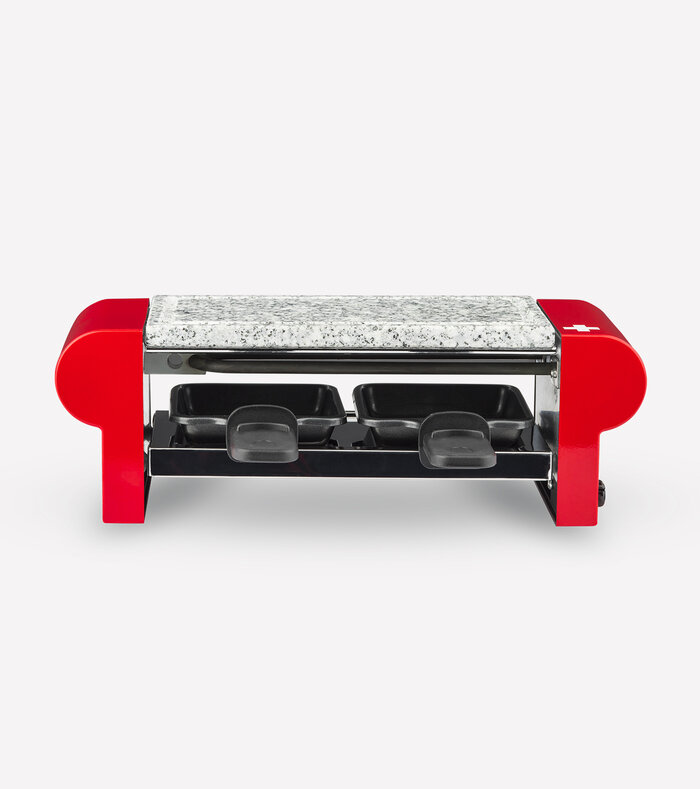 raclette grill 2 persons with granite stone red 