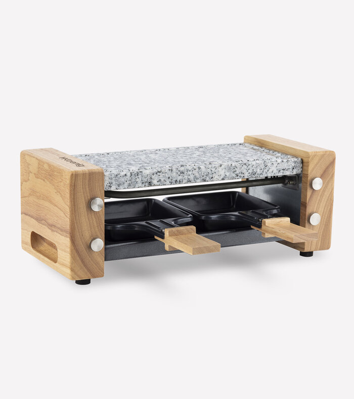 raclette and cooking stone 2 persons wooden design 