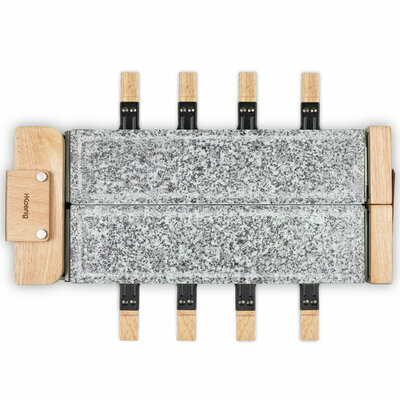Raclette, natural stone for 8 persons wooden design
