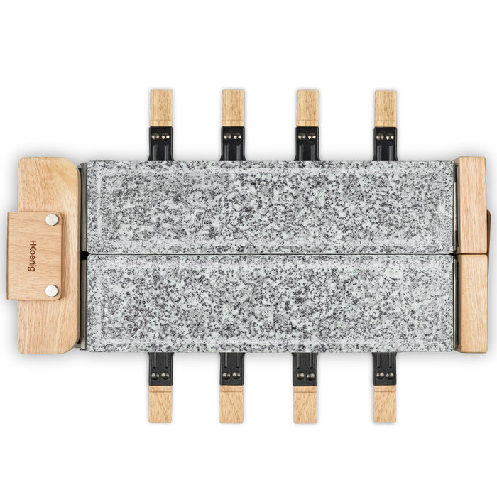 Raclette, natural stone for 8 persons wooden design